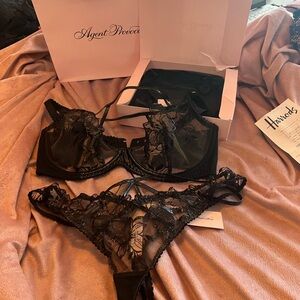 Agent Provocateur Black Sheer Lace Bra Set